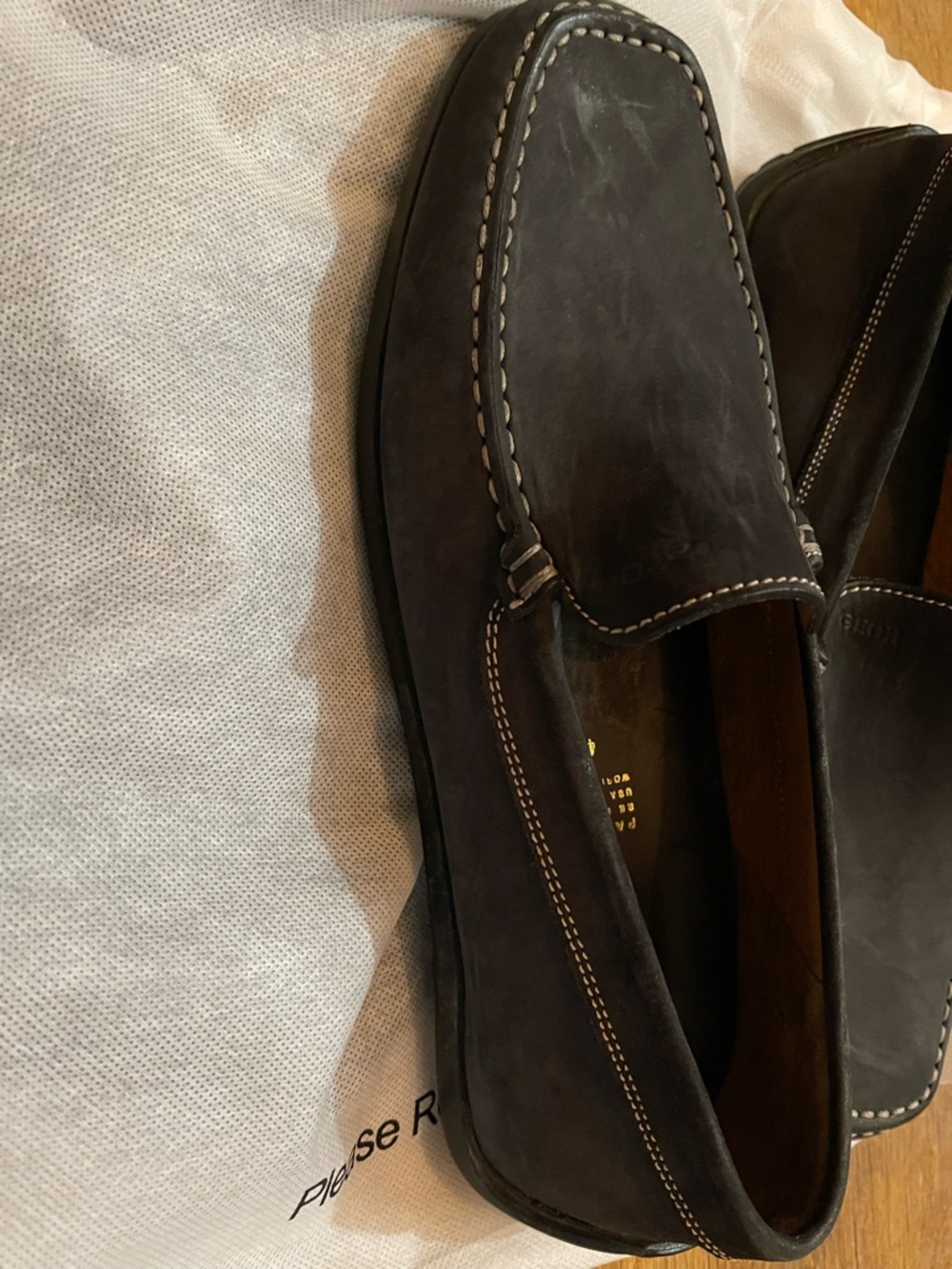 Geox Blue Suede Nubuck Slip-On Loafers with Contrast Stitching